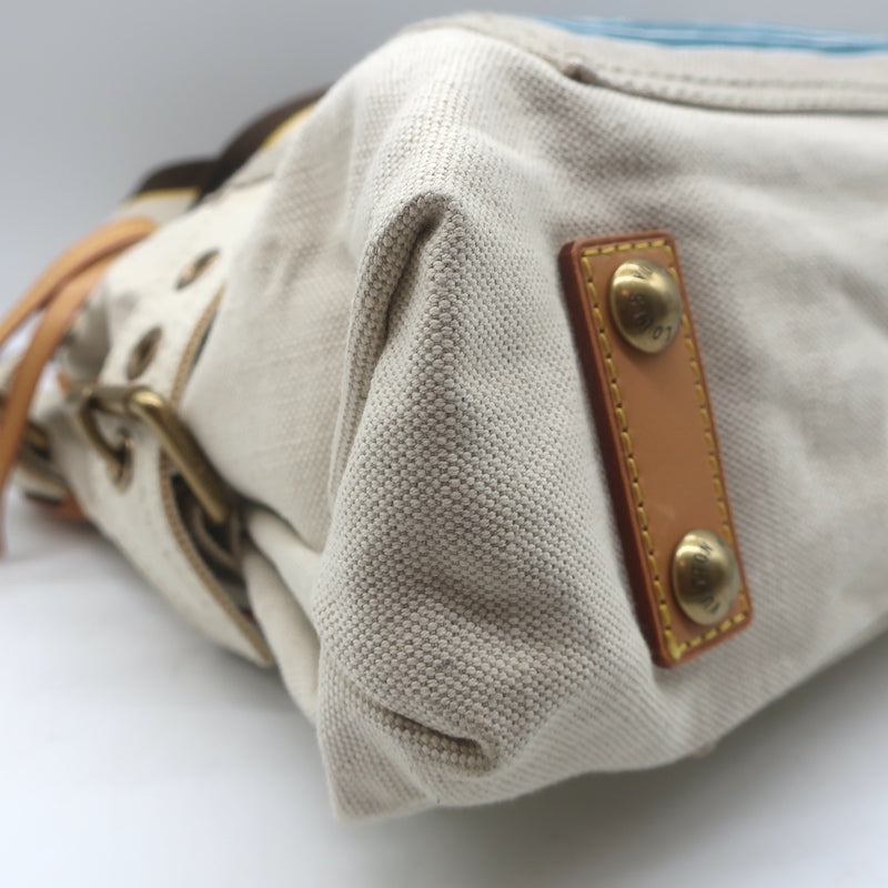Louis Vuitton Globe MM Shopper Tote Ecru Canvas Shoulder Bag