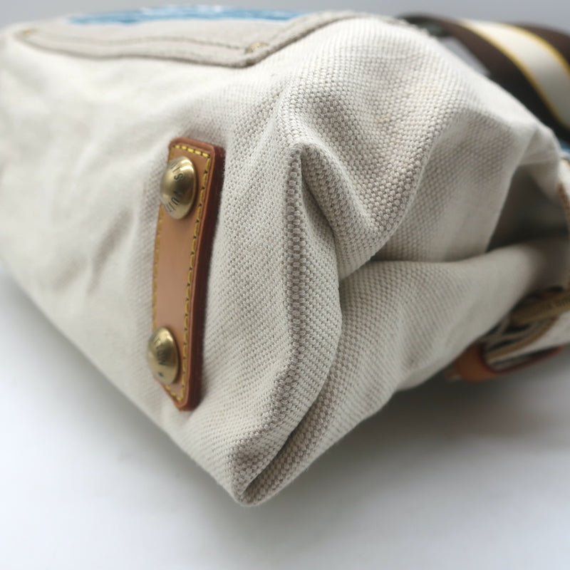 Louis Vuitton Globe MM Shopper Tote Ecru Canvas Shoulder Bag