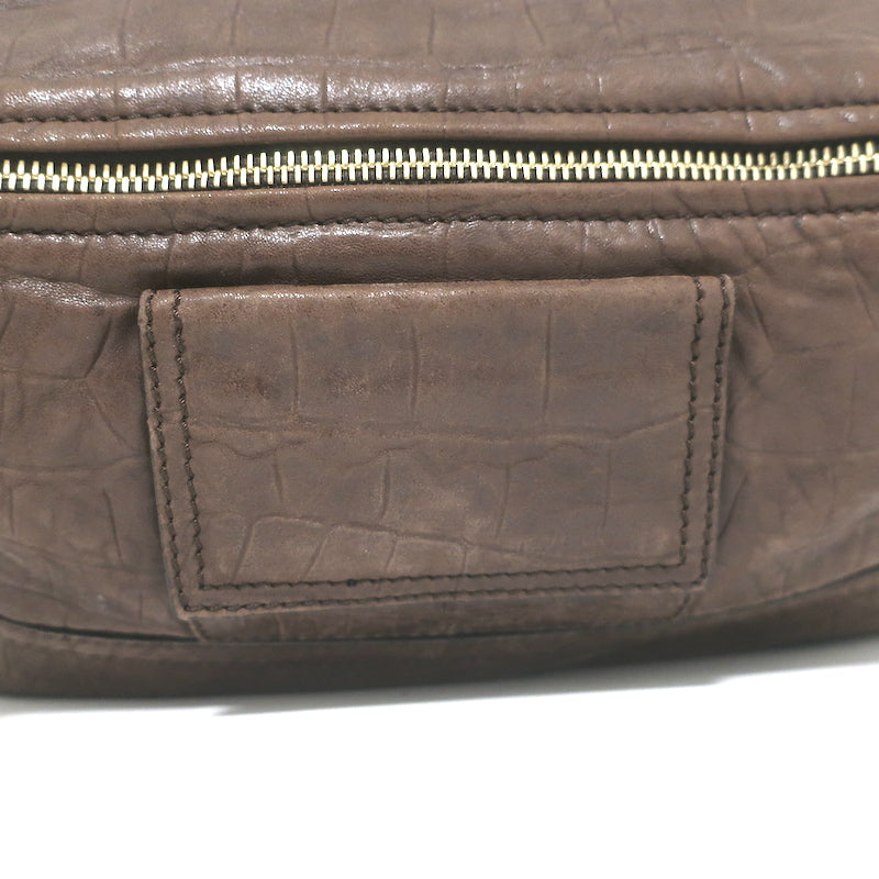 Givenchy Medium Pandora Bag Brown Crocodile-Embossed Nubuck Leather Crossbody