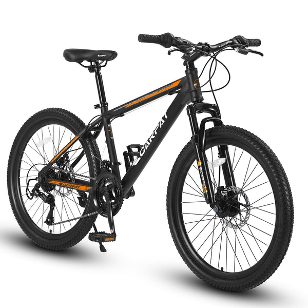 S26102 26 Inch Mountain Bike, Shimano 21 Speed, Mechanical Disc Brakes, High Carbon Steel Frame, Suspension Bicycle for Teenagers