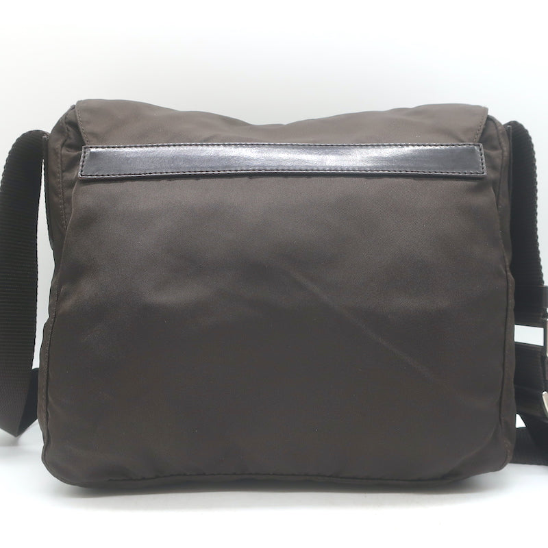 Prada Vela Hunting Bag Dark Brown Tessuto Nylon Small Crossbody