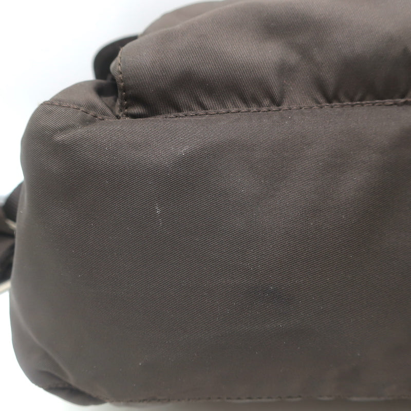 Prada Vela Hunting Bag Dark Brown Tessuto Nylon Small Crossbody