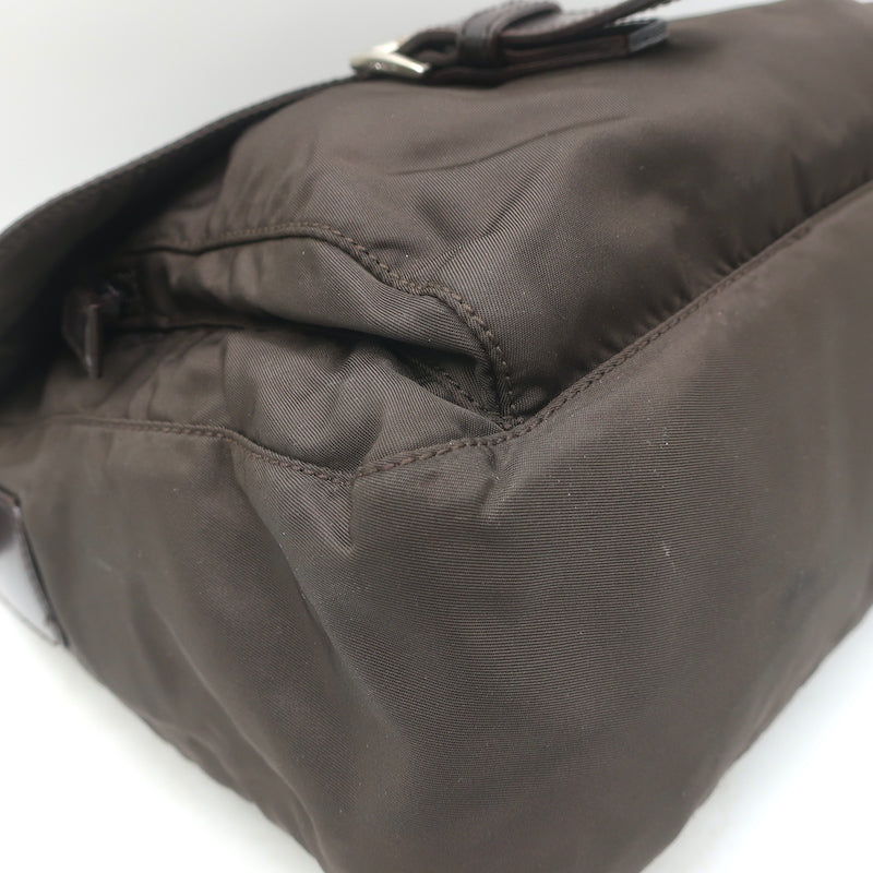 Prada Vela Hunting Bag Dark Brown Tessuto Nylon Small Crossbody