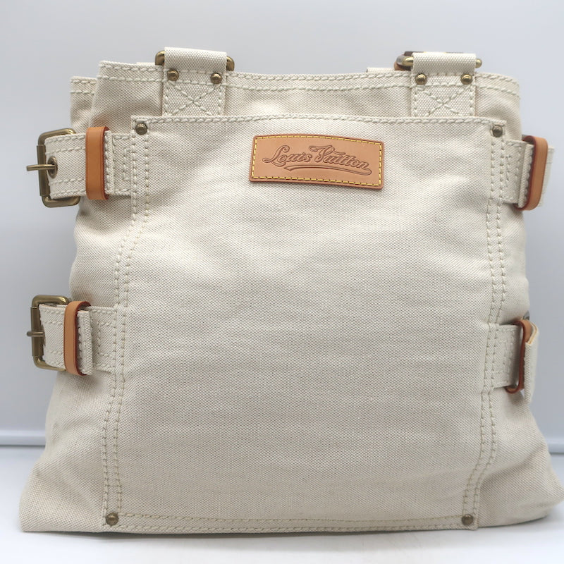 Louis Vuitton Globe MM Shopper Tote Ecru Canvas Shoulder Bag