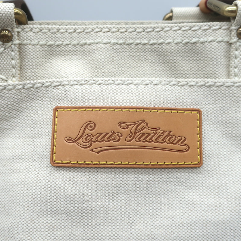 Louis Vuitton Globe MM Shopper Tote Ecru Canvas Shoulder Bag