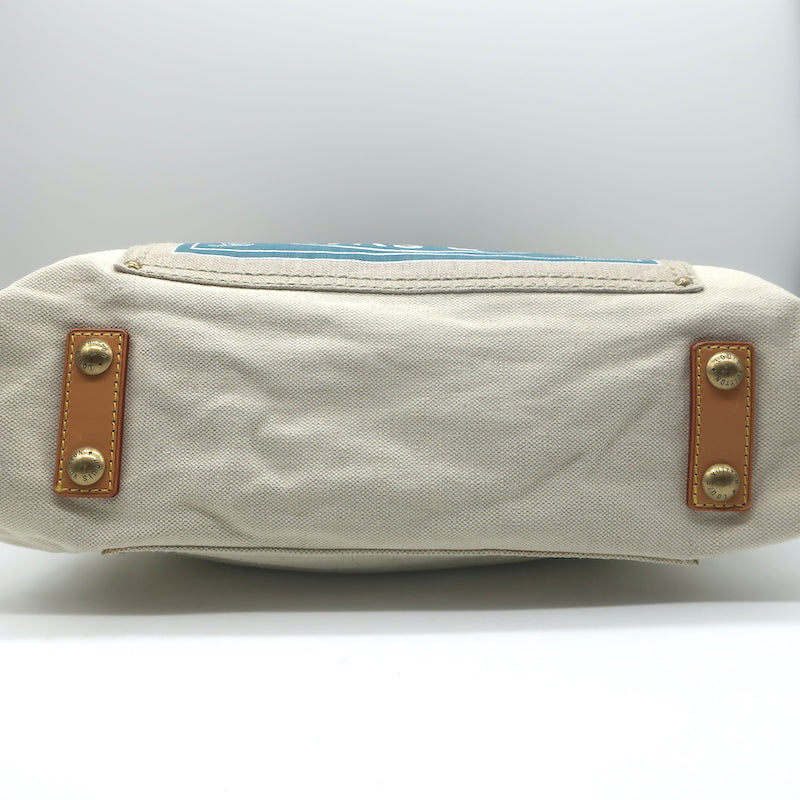 Louis Vuitton Globe MM Shopper Tote Ecru Canvas Shoulder Bag
