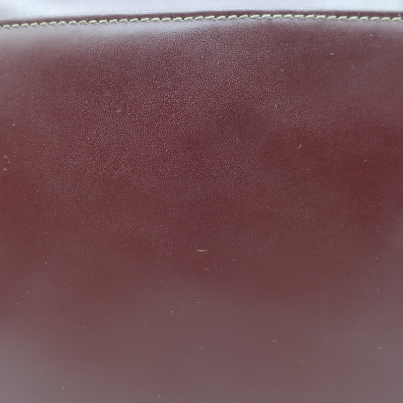 Vintage Cartier Top Handle Flap Bag Burgundy Leather