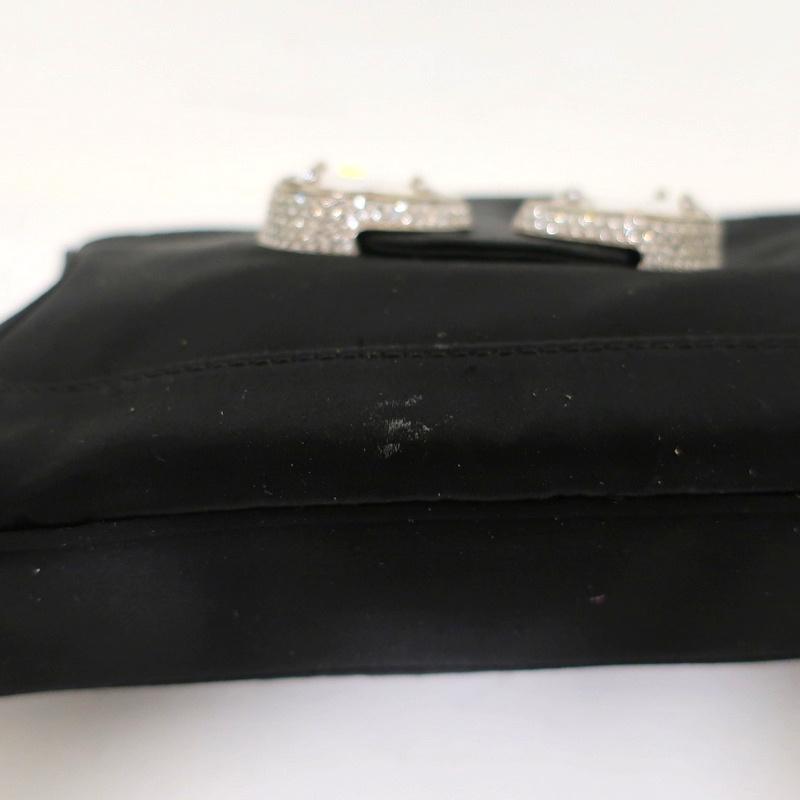 Tod's Evening Bag Black Crystal-Embellished Satin Mini Clutch