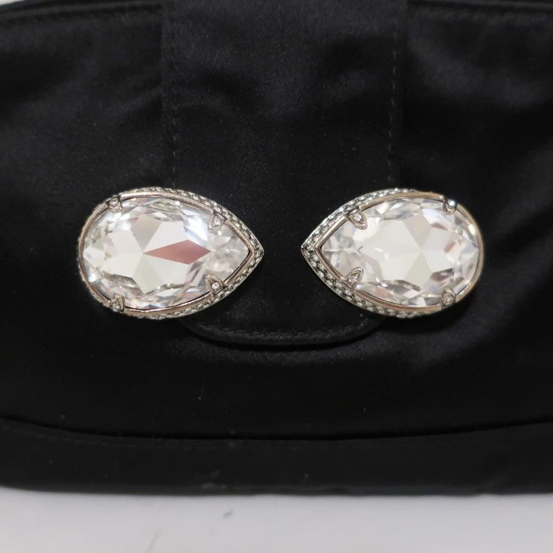 Tod's Evening Bag Black Crystal-Embellished Satin Mini Clutch