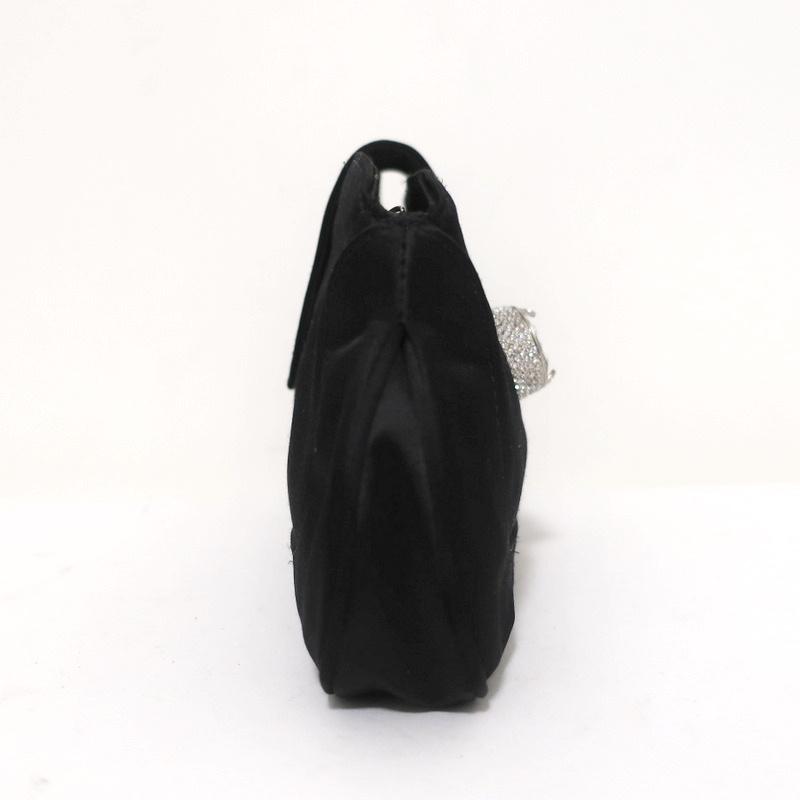 Tod's Evening Bag Black Crystal-Embellished Satin Mini Clutch
