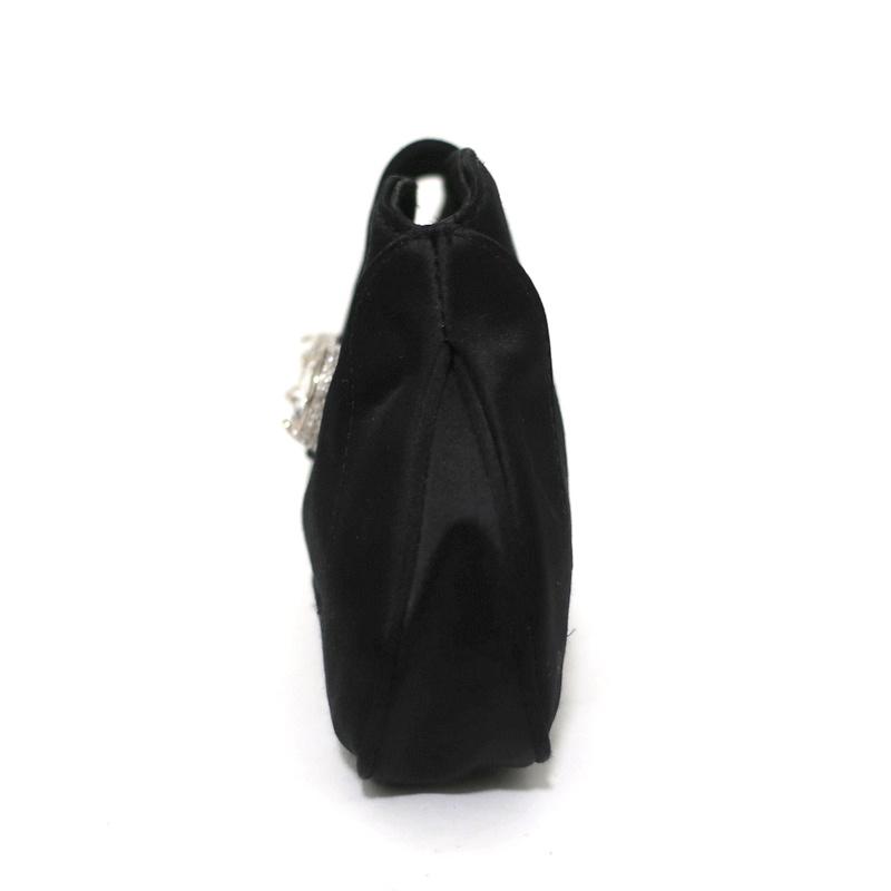 Tod's Evening Bag Black Crystal-Embellished Satin Mini Clutch