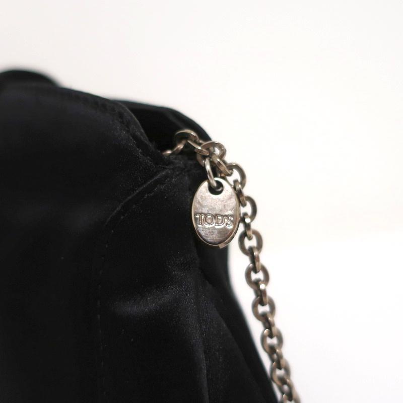Tod's Evening Bag Black Crystal-Embellished Satin Mini Clutch