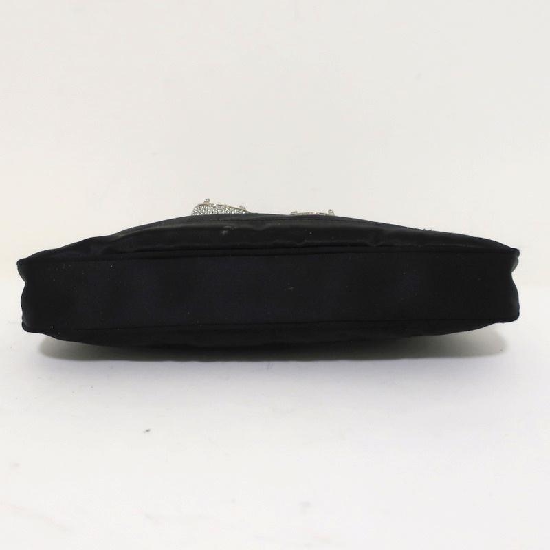 Tod's Evening Bag Black Crystal-Embellished Satin Mini Clutch