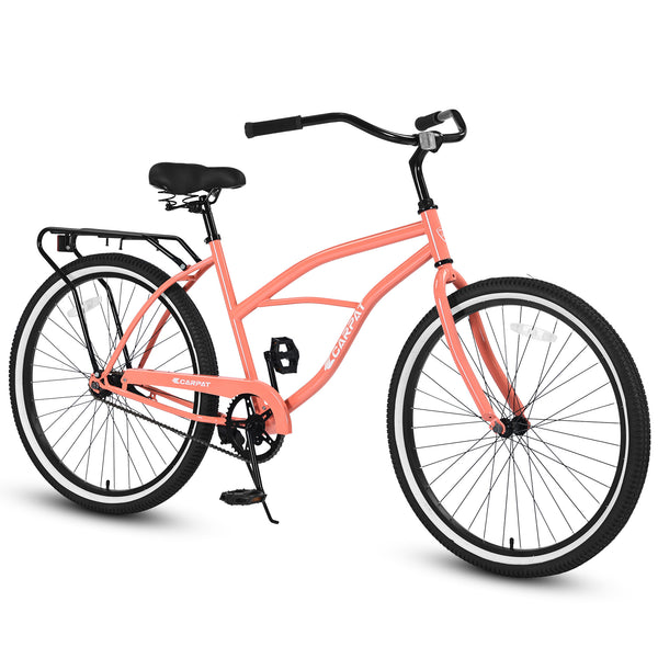 S26204 26 Inch Beach Cruiser Bike, Steel Frame, Single Speed, Upright Comfortable Ride, Multiple Colors, for Men and Women